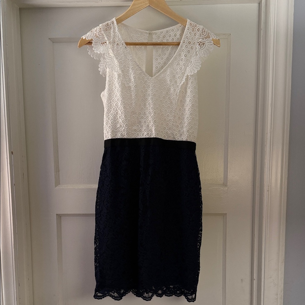 NAF NAF White and Black Lace Mini Dress